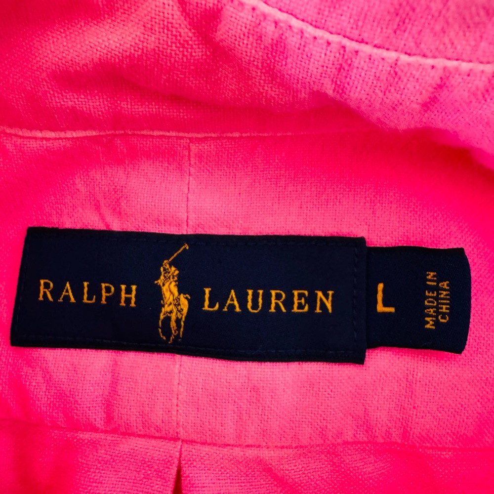 Polo Ralph Lauren Men’s Pink Button Down Oxford Shirt Size Large L 100% Cotton - Picture 9 of 10